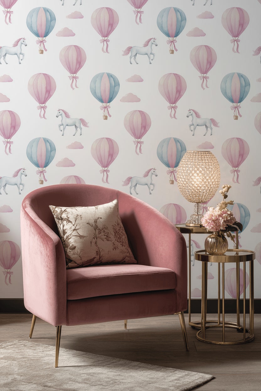 Whimsical Wallpaper Pastel Airy Removable Wall Decor