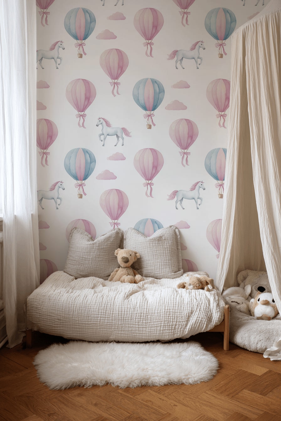 Whimsical Wallpaper Pastel Airy Removable Wall Decor