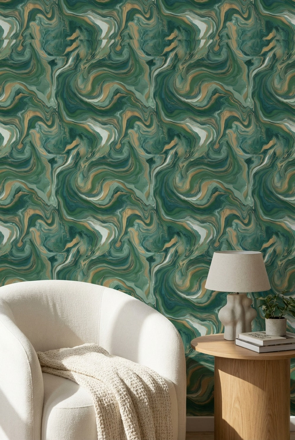 Shades Of Green Wallpaper Fluid Elegant Wall Mural