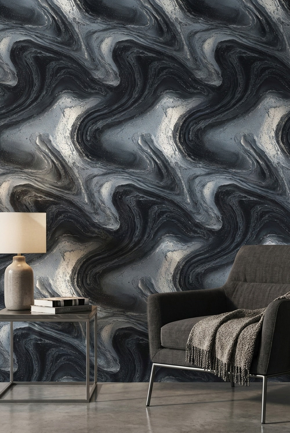 Modern Marble Wallpaper Gray Removable Abstract Wall Decor