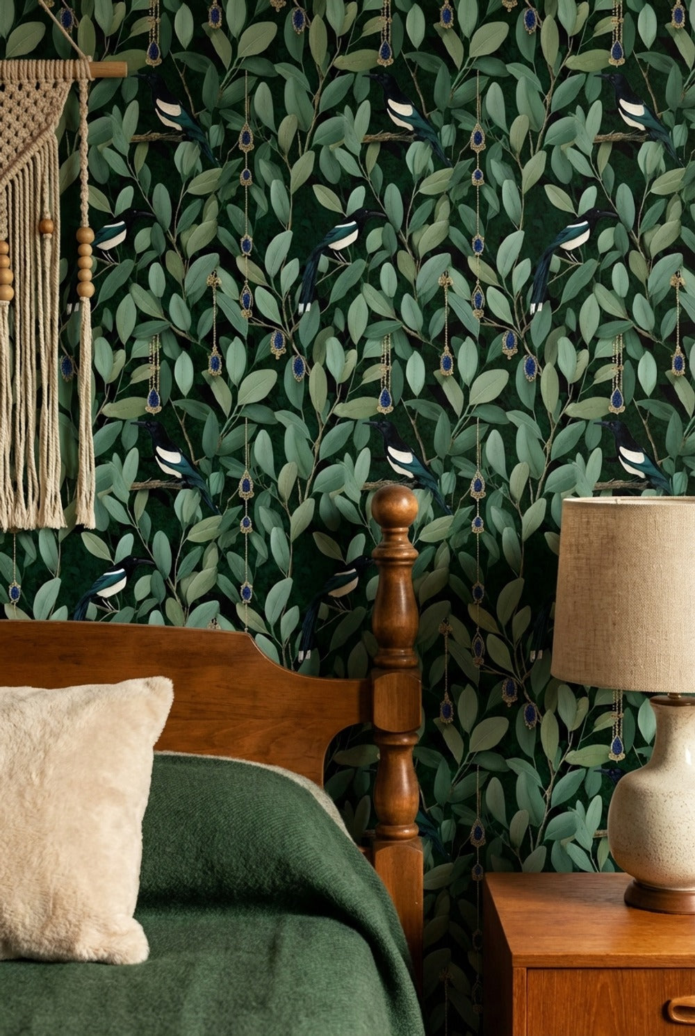 Foliage Wallpaper Birds Ornate Removable Wall Decor
