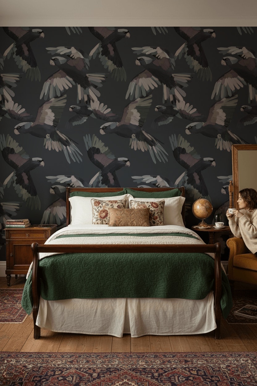 Stylized Birds Wallpaper Modern Abstract Wall Mural