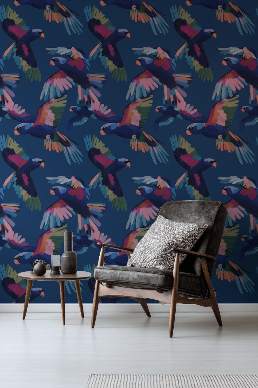 Birds Wallpaper Abstract Colorful Removable Wall Decor