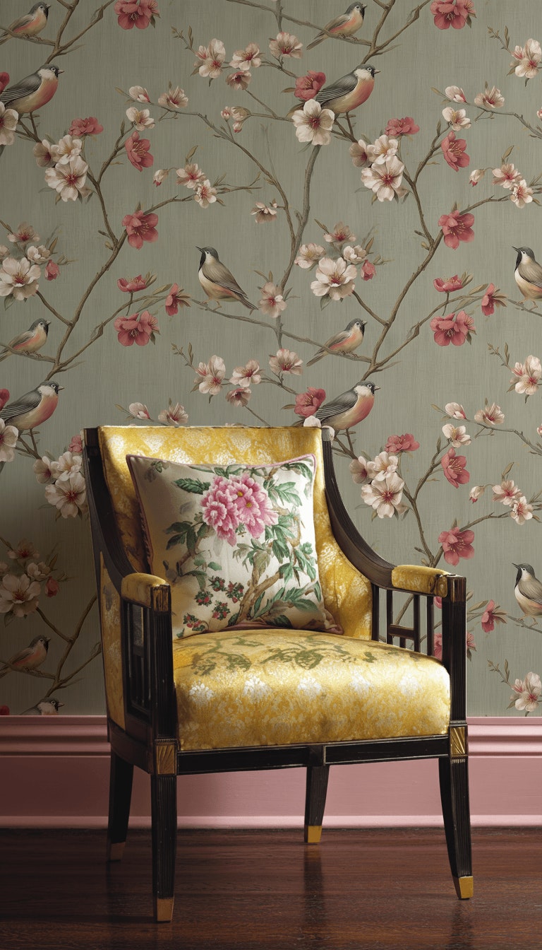 Vintage Birds Wallpaper Floral Removable Nature Wall Mural