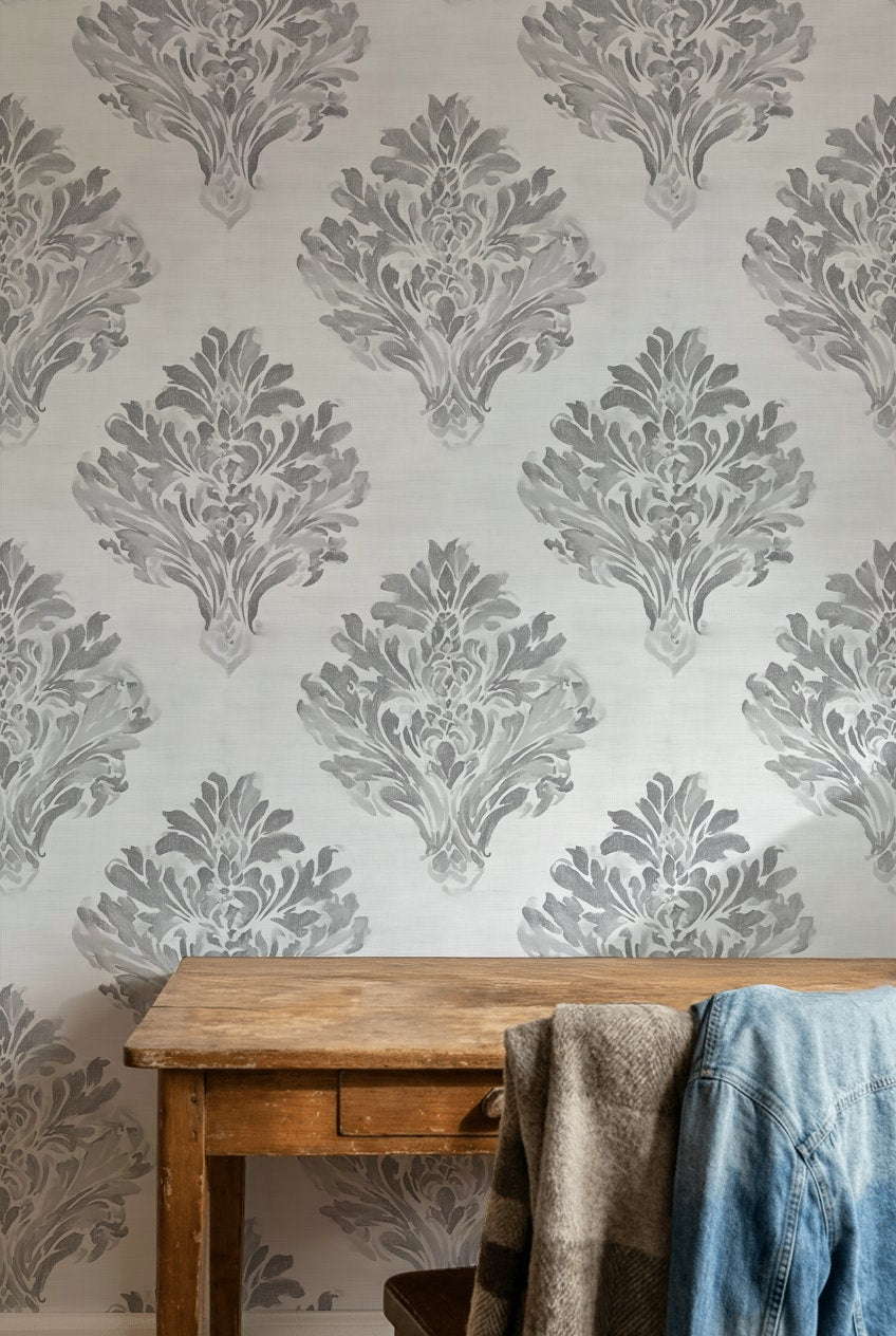 Damask Wallpaper Floral Traditional Removable Wall Decor