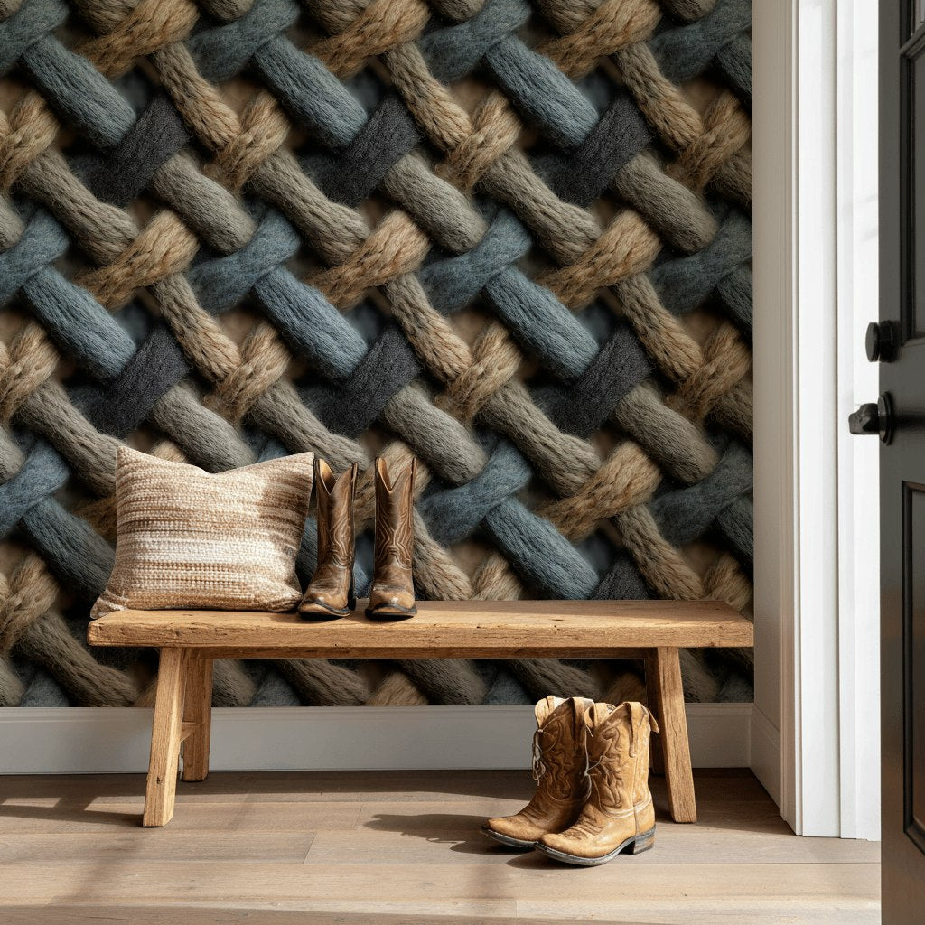 Woven Wallpaper Textile Chevron Removable Wall Decor