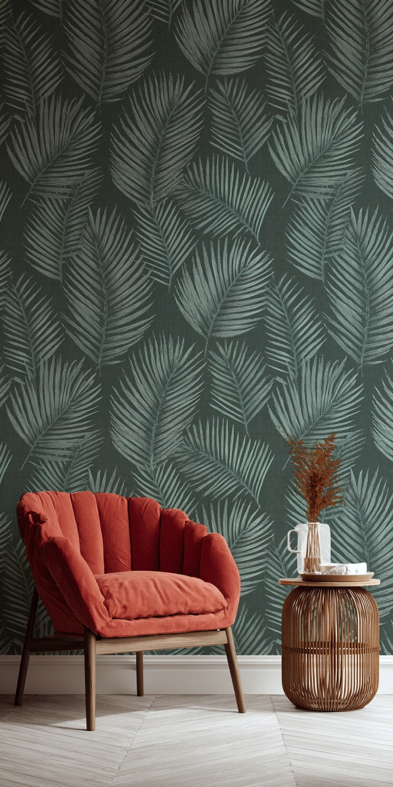 Muted Green Wallpaper Natural Leaf Removable Wall Decor