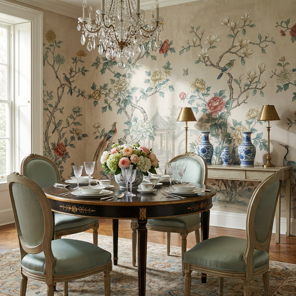 Floral Wallpaper Birds Traditional Removable Wall Decor
