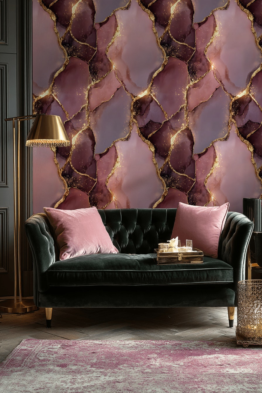 Marble Wallpaper Abstract Removable Golden Look Wall Mural