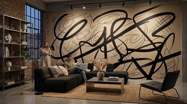 Dynamic Wallpaper Abstract Black Removable Wall Decor