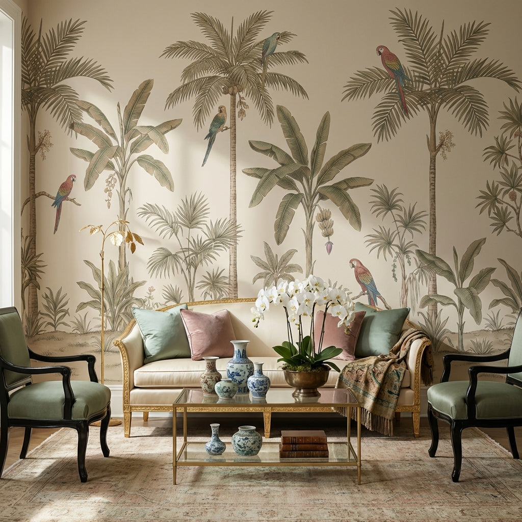 Shades Of Green Wallpaper Tropical Palm Wall Mural