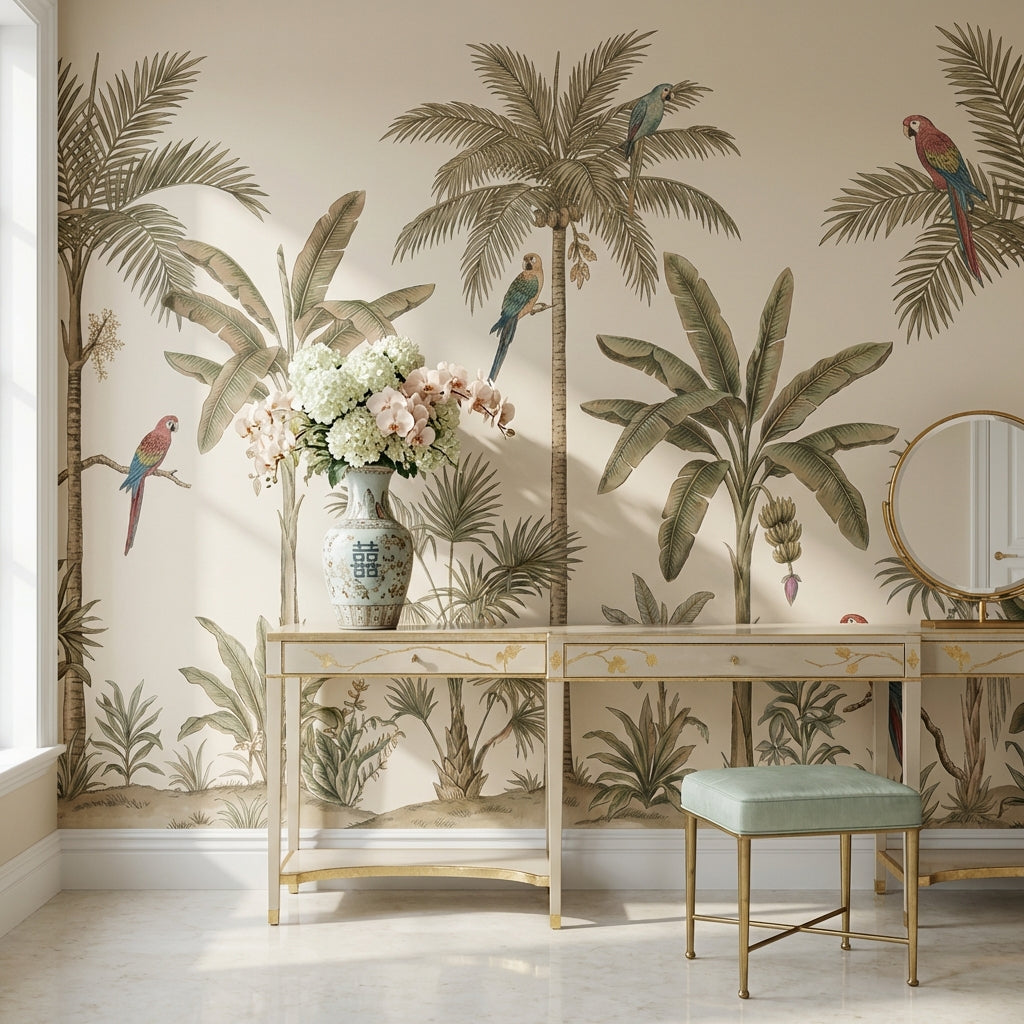 Shades Of Green Wallpaper Tropical Palm Wall Mural
