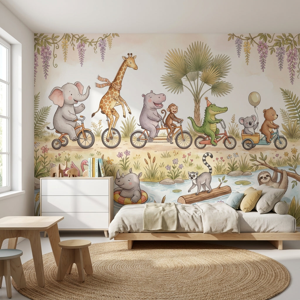 Playful Animals Wallpaper Whimsical Nature Wall Mural
