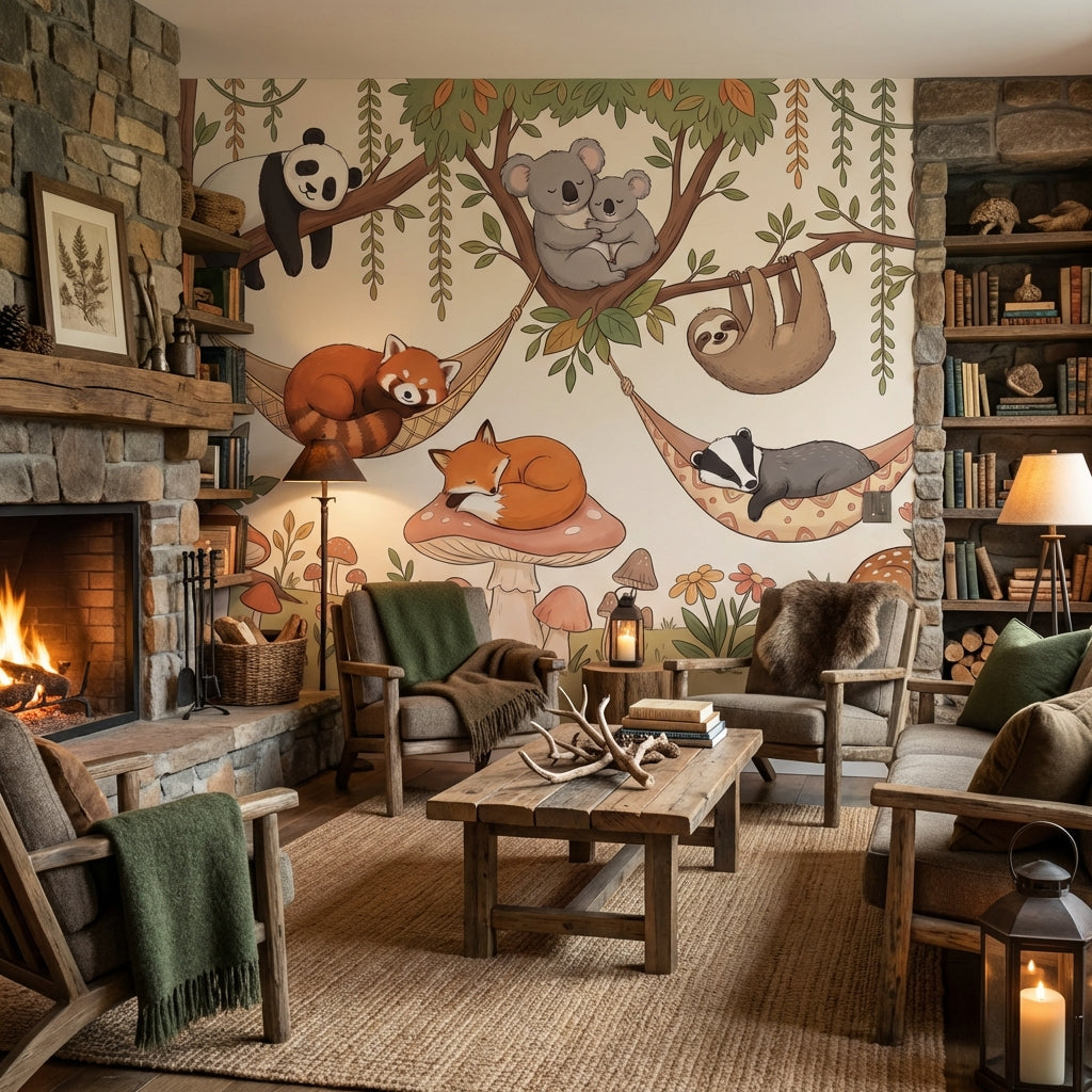 Whimsical Forest Wallpaper Animal Woodland Wall Mural