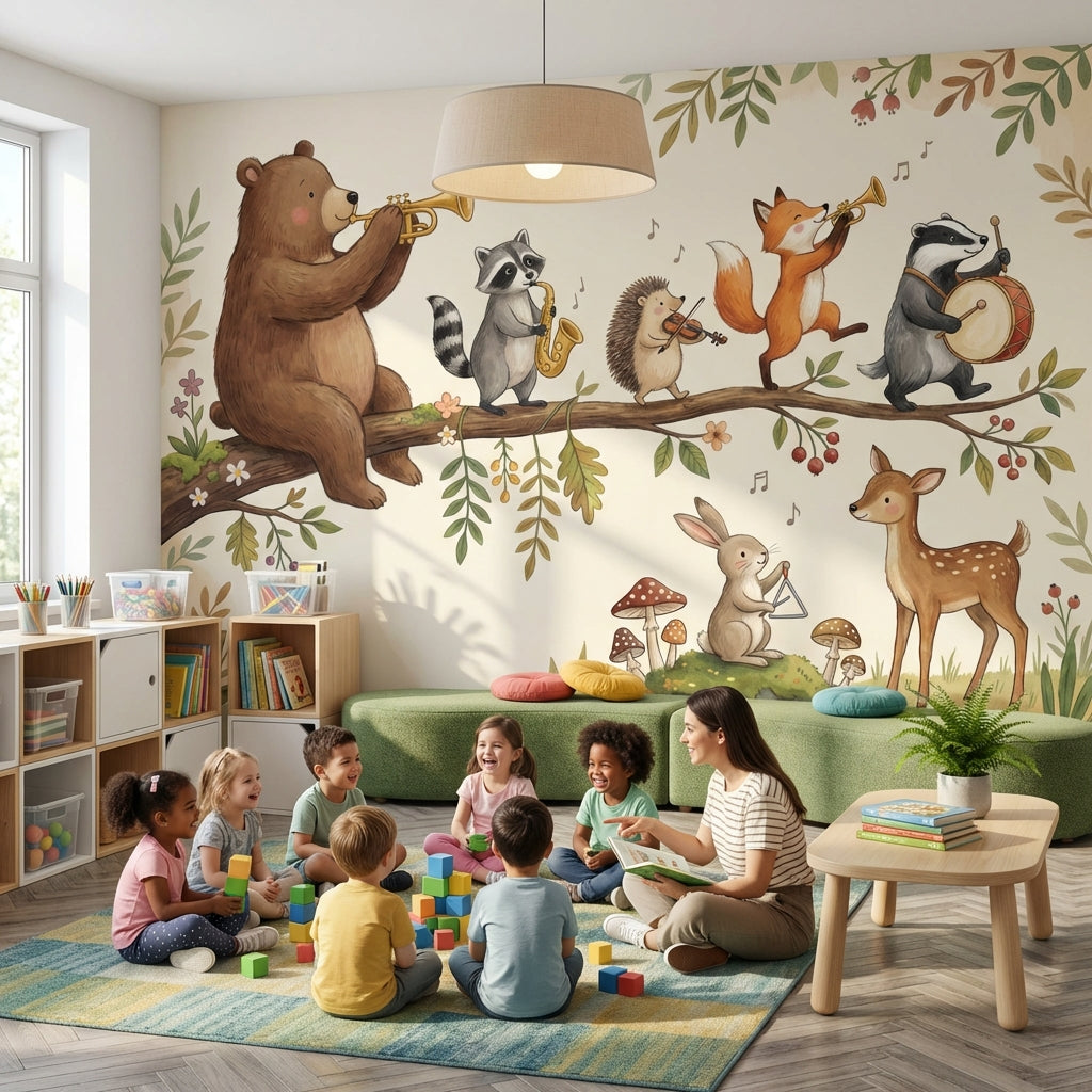 Whimsical Animals Wallpaper Forest Nature Wall Mural