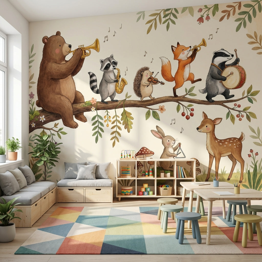 Whimsical Animals Wallpaper Forest Nature Wall Mural