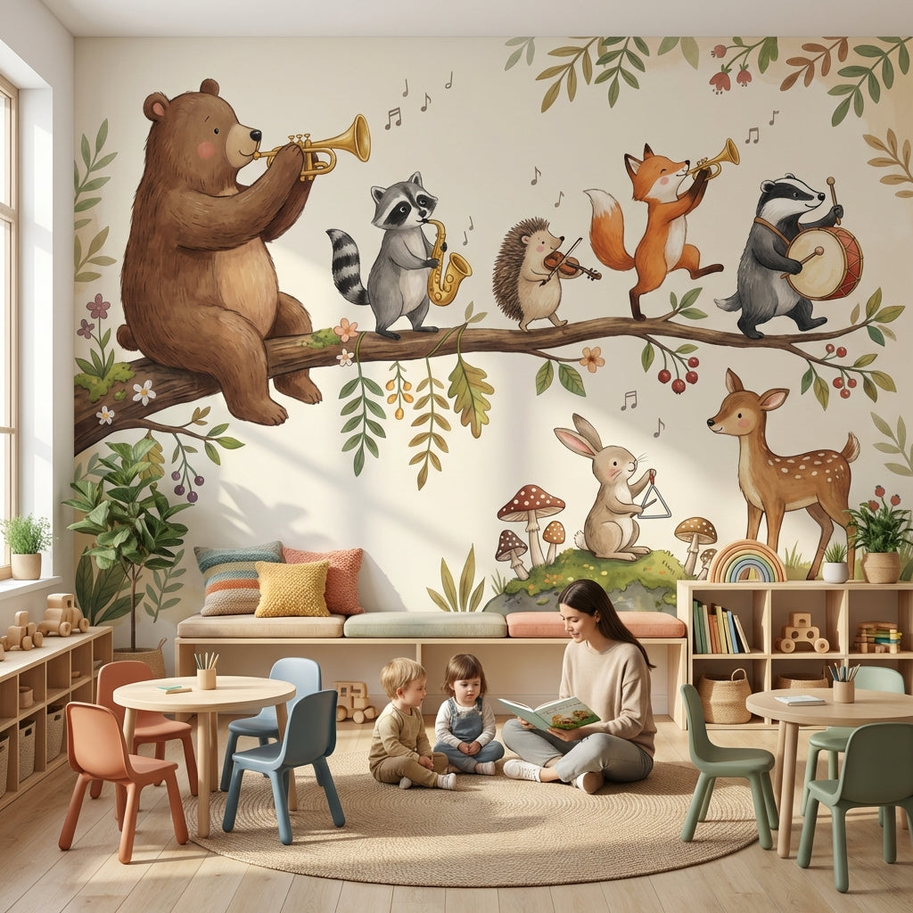 Whimsical Animals Wallpaper Forest Nature Wall Mural