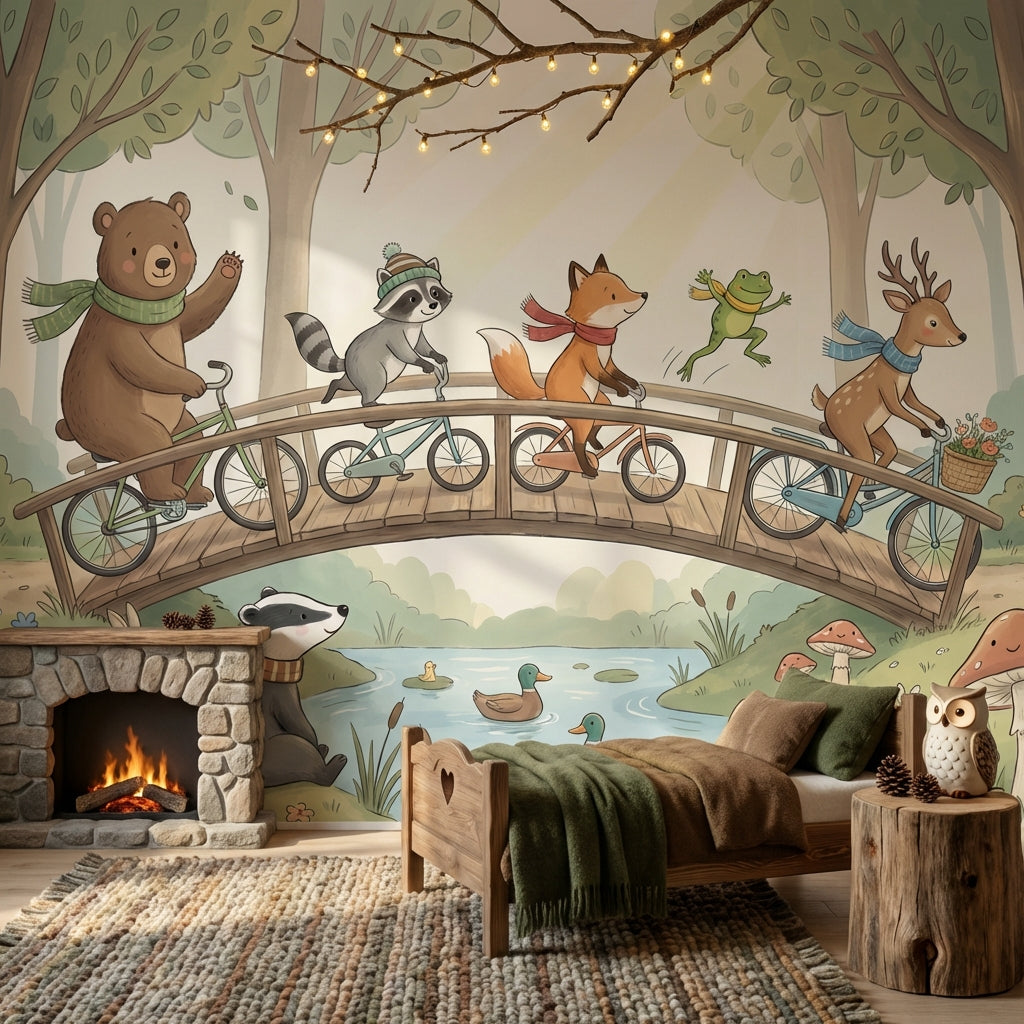 Forest Animals Wallpaper Nature Playful Wall Mural