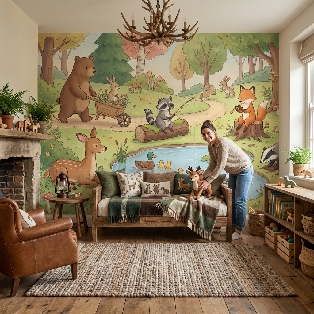 Woodland Wallpaper Animals Nature Wall Decor