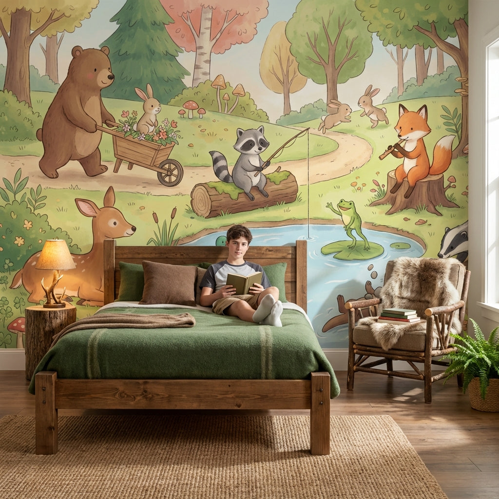 Woodland Wallpaper Animals Nature Wall Decor