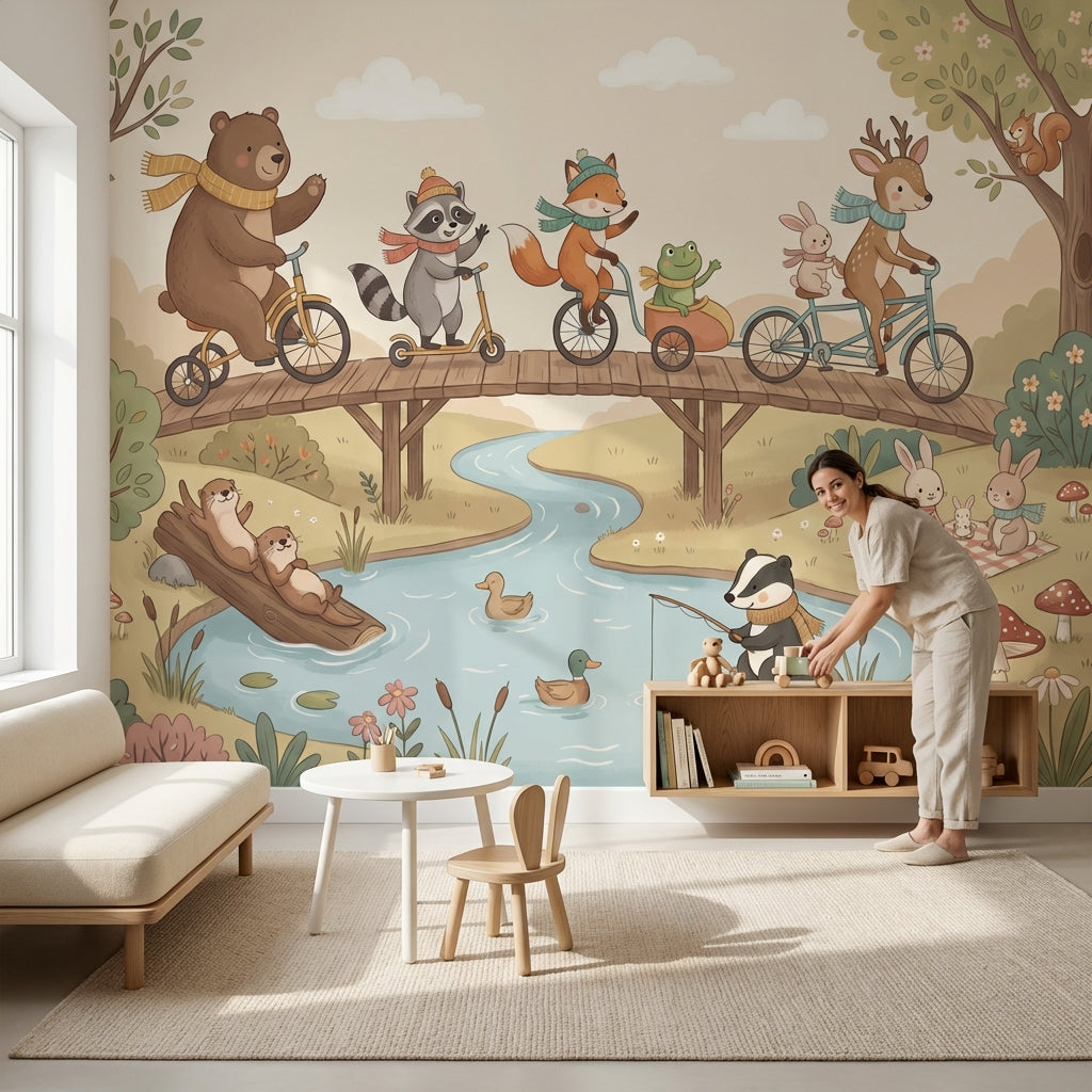 Cloudy Sky Wallpaper River Animal Wall Mural