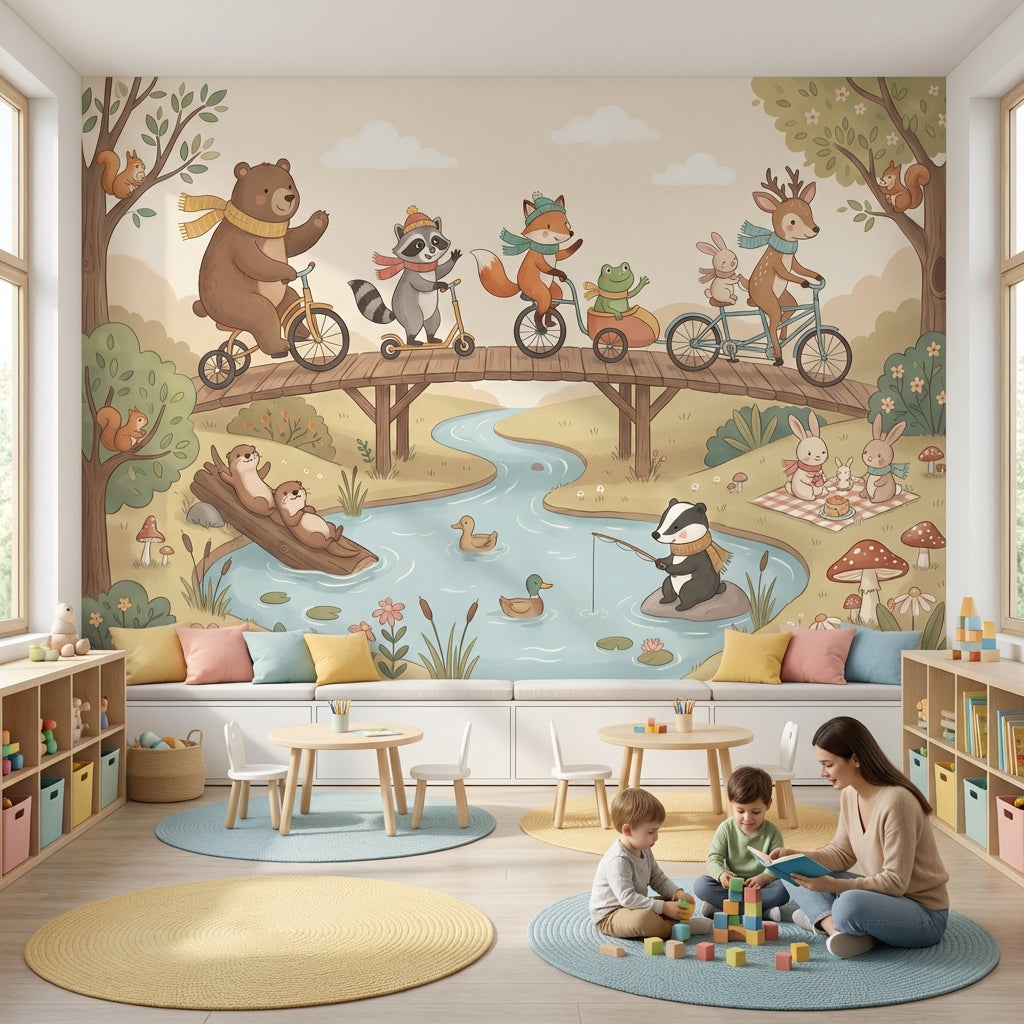 Cloudy Sky Wallpaper River Animal Wall Mural