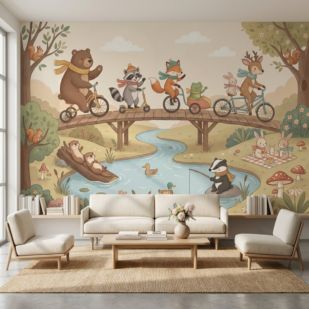 Cloudy Sky Wallpaper River Animal Wall Mural