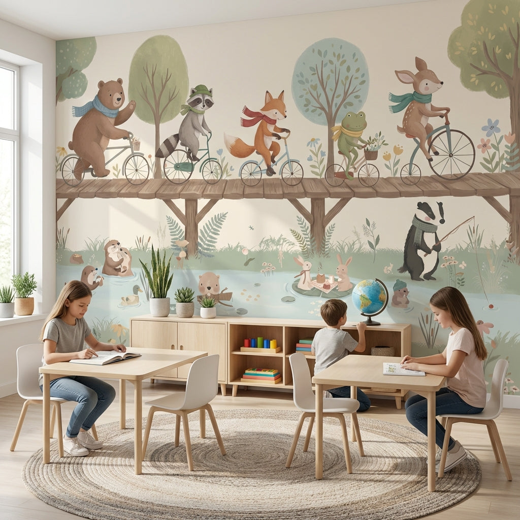 Animal Wallpaper Nature Playful Removable Wall Decor