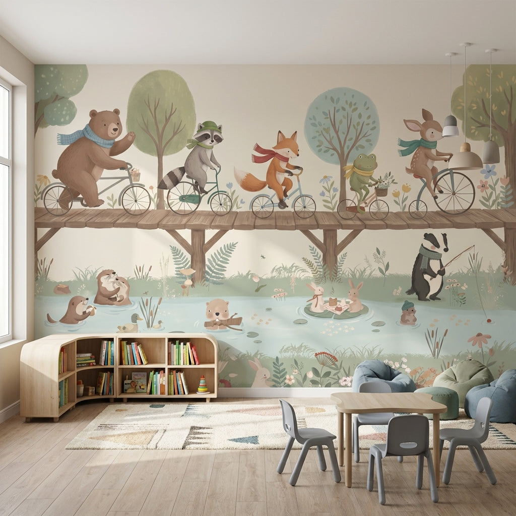 Animal Wallpaper Nature Playful Removable Wall Decor