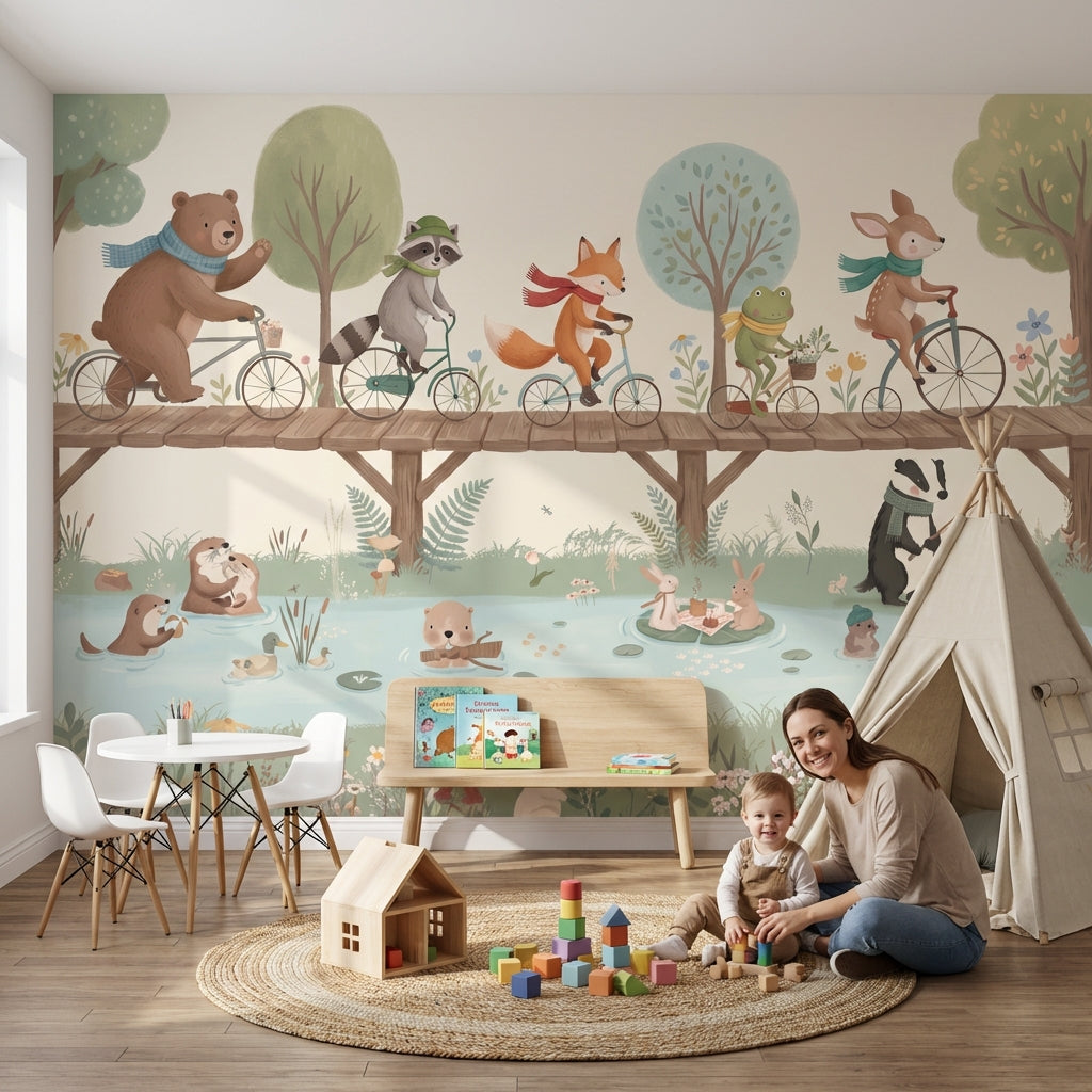 Animal Wallpaper Nature Playful Removable Wall Decor