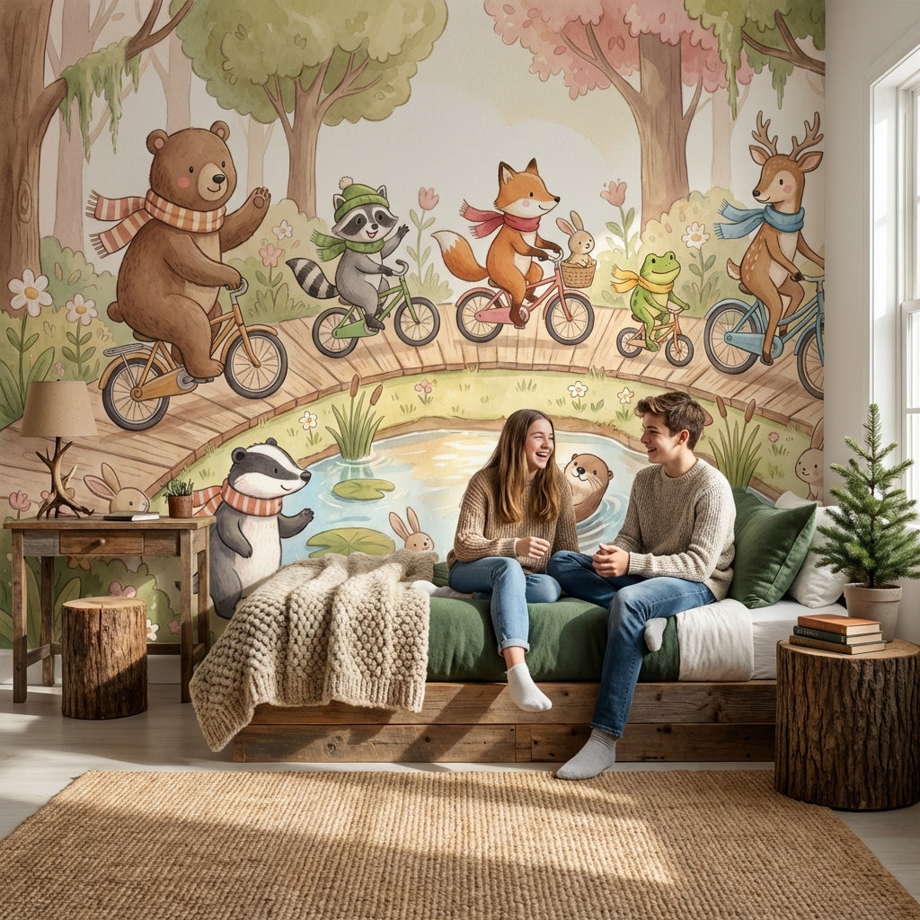 Whimsical Animals Wallpaper Playful Nature Wall Mural