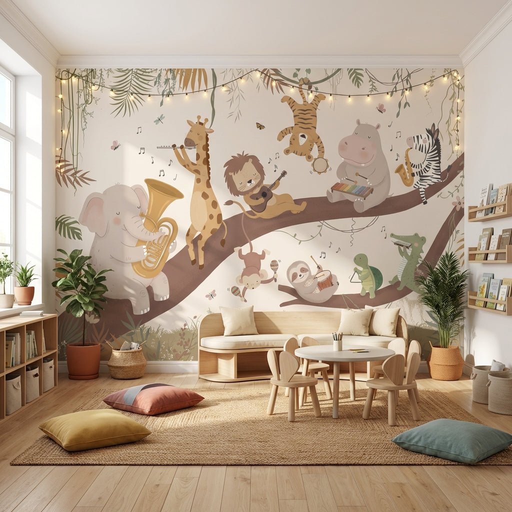 Animals Wallpaper Music Tree Wall Mural
