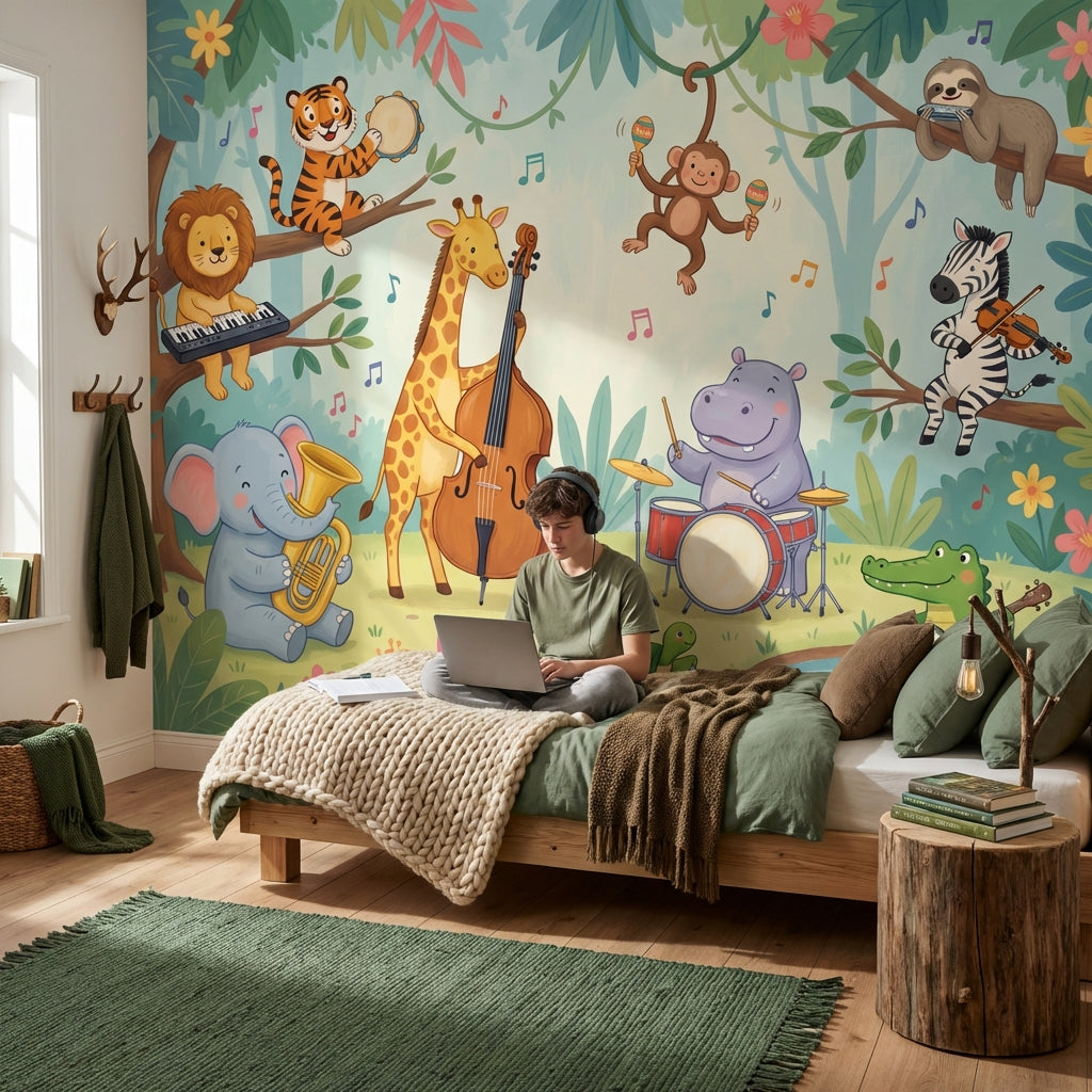 Animals Wallpaper Music Forest Wall Mural