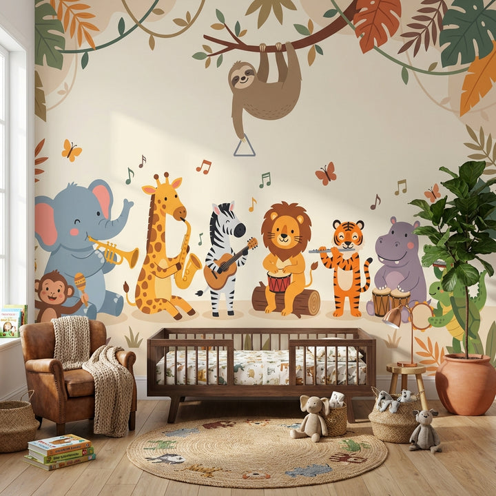 Jungle Animals Wallpaper Music Cartoon Wall Mural