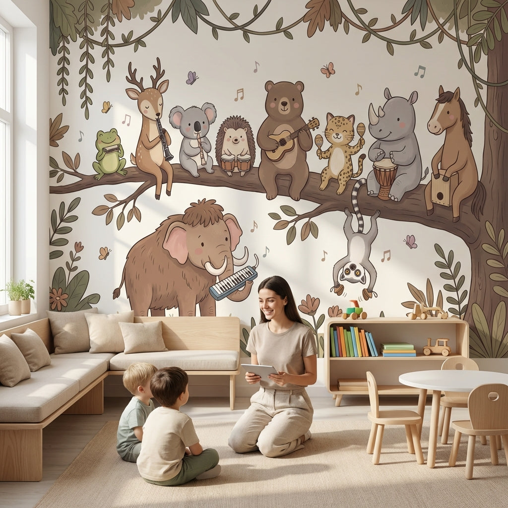 Animal Wallpaper Music Whimsical Wall Decor