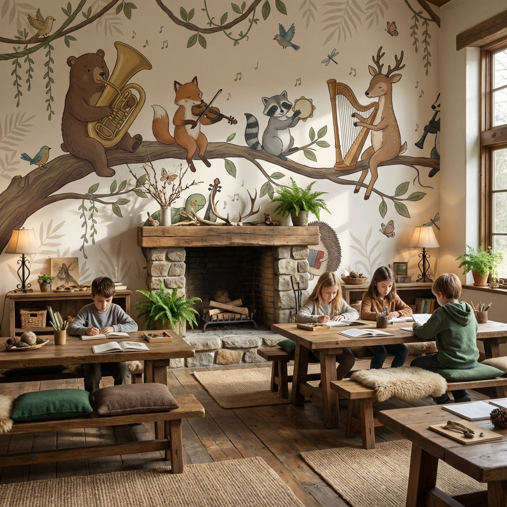 Animals Wallpaper Music Whimsical Wall Mural