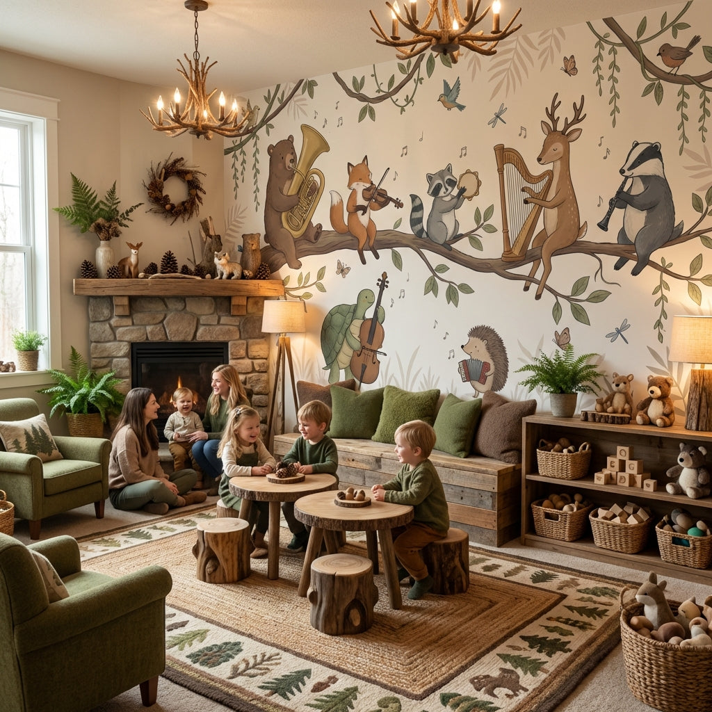 Animals Wallpaper Music Whimsical Wall Mural