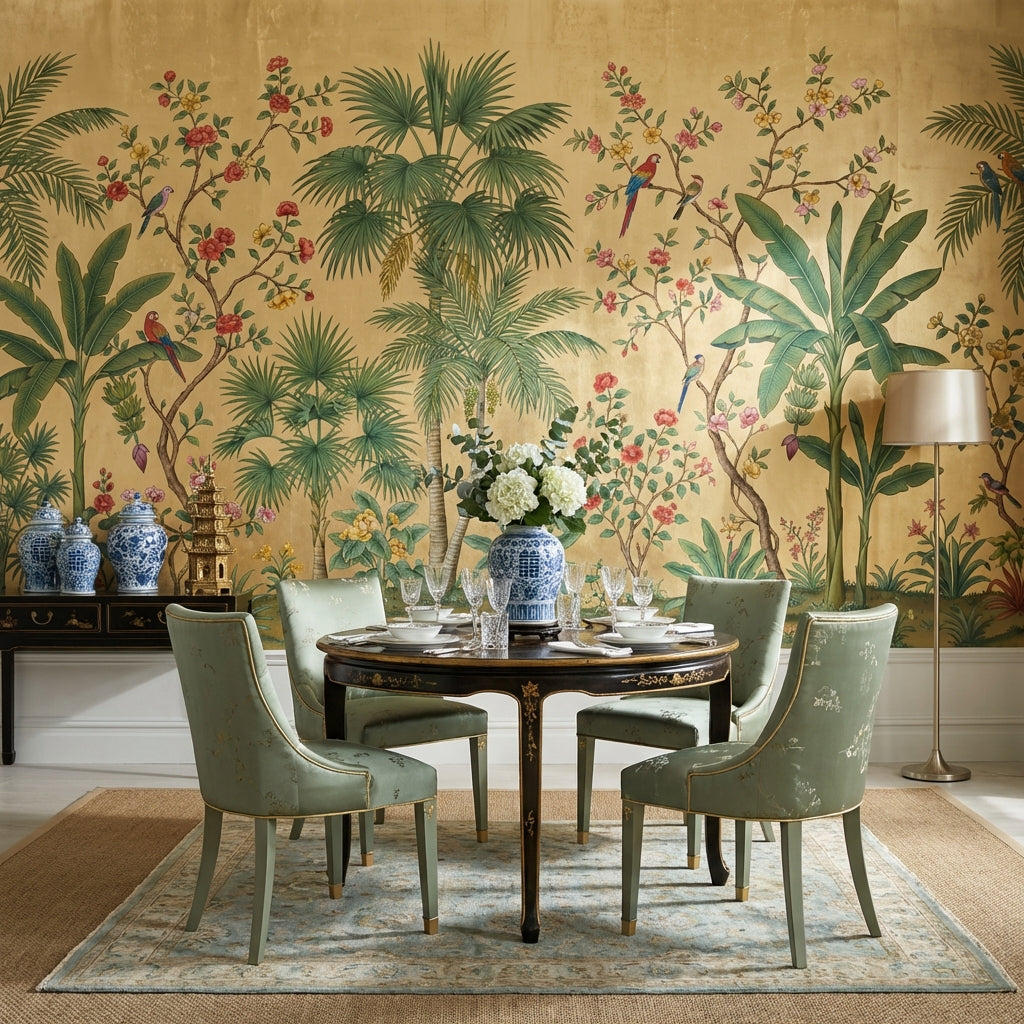 Tropical Wallpaper Floral Birds Removable Wall Decor