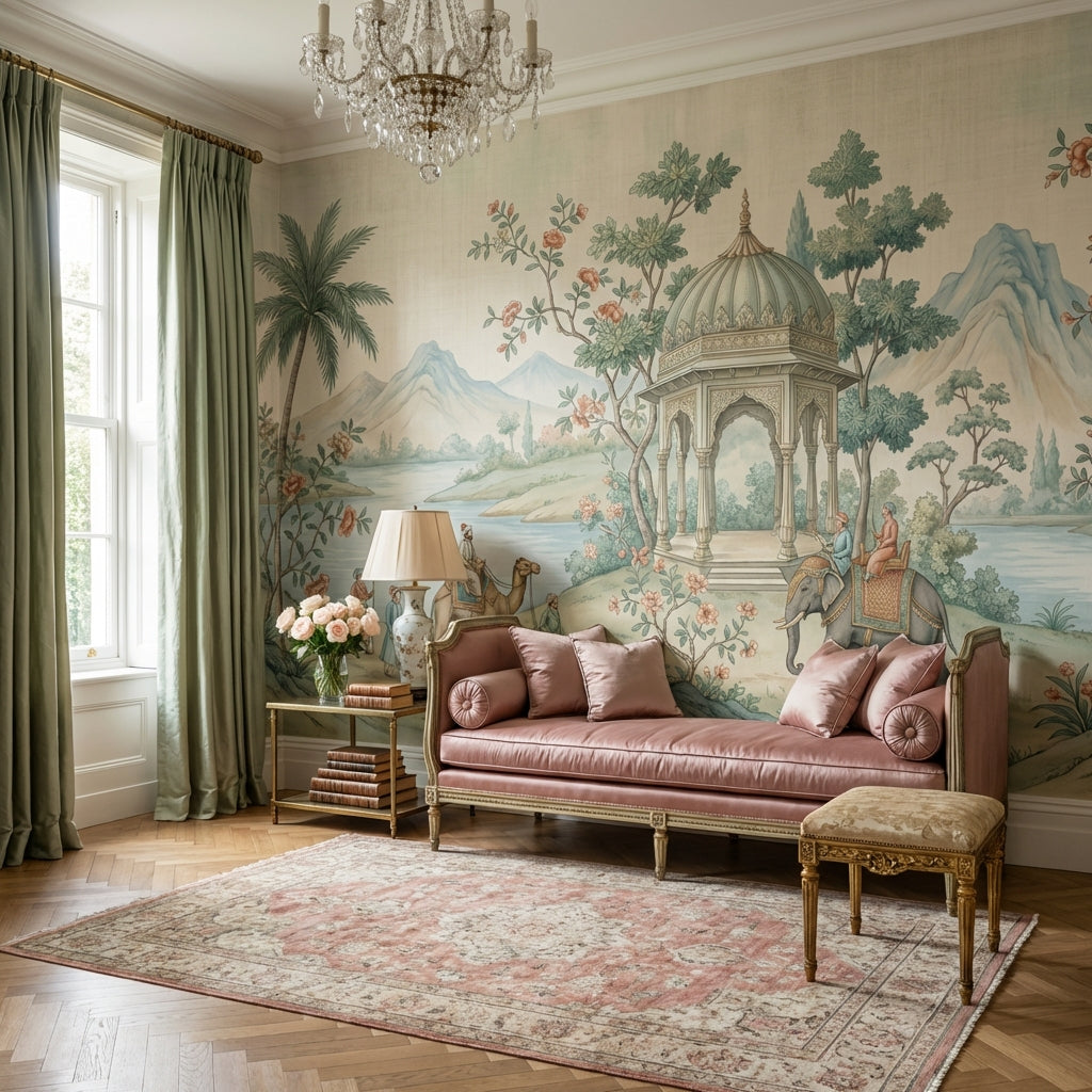 Landscape Wallpaper Pavilion Camel Wall Mural