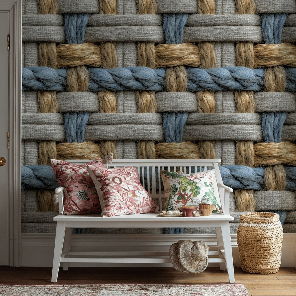 Woven Texture Wallpaper Rope Geometric Decorative Mural