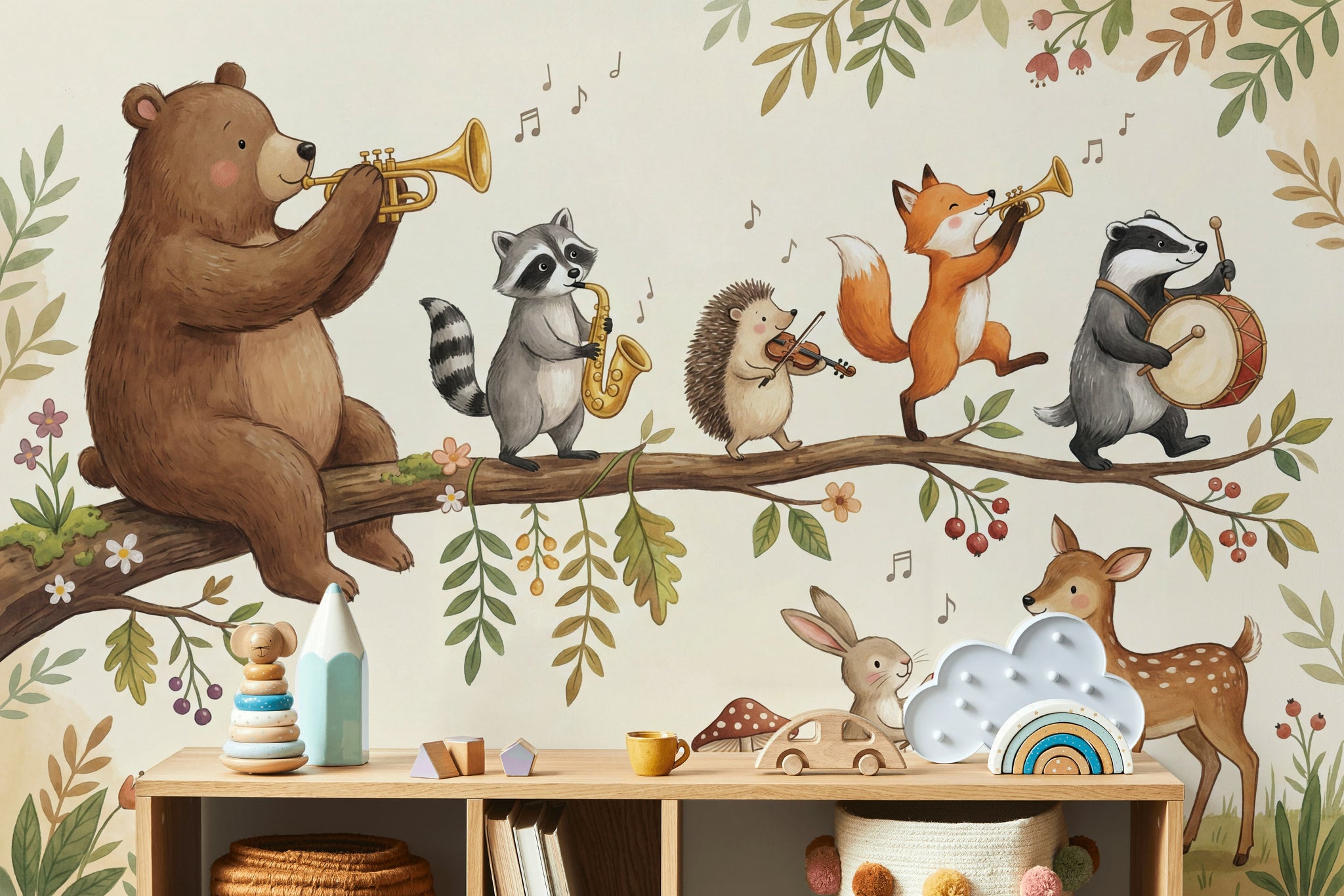 Whimsical Animals Wallpaper Forest Nature Wall Mural