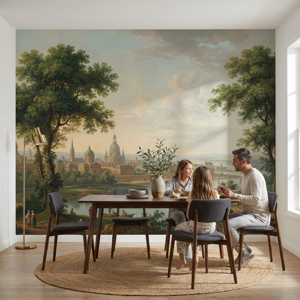 Cityscape Wallpaper Vintage River Wall Mural