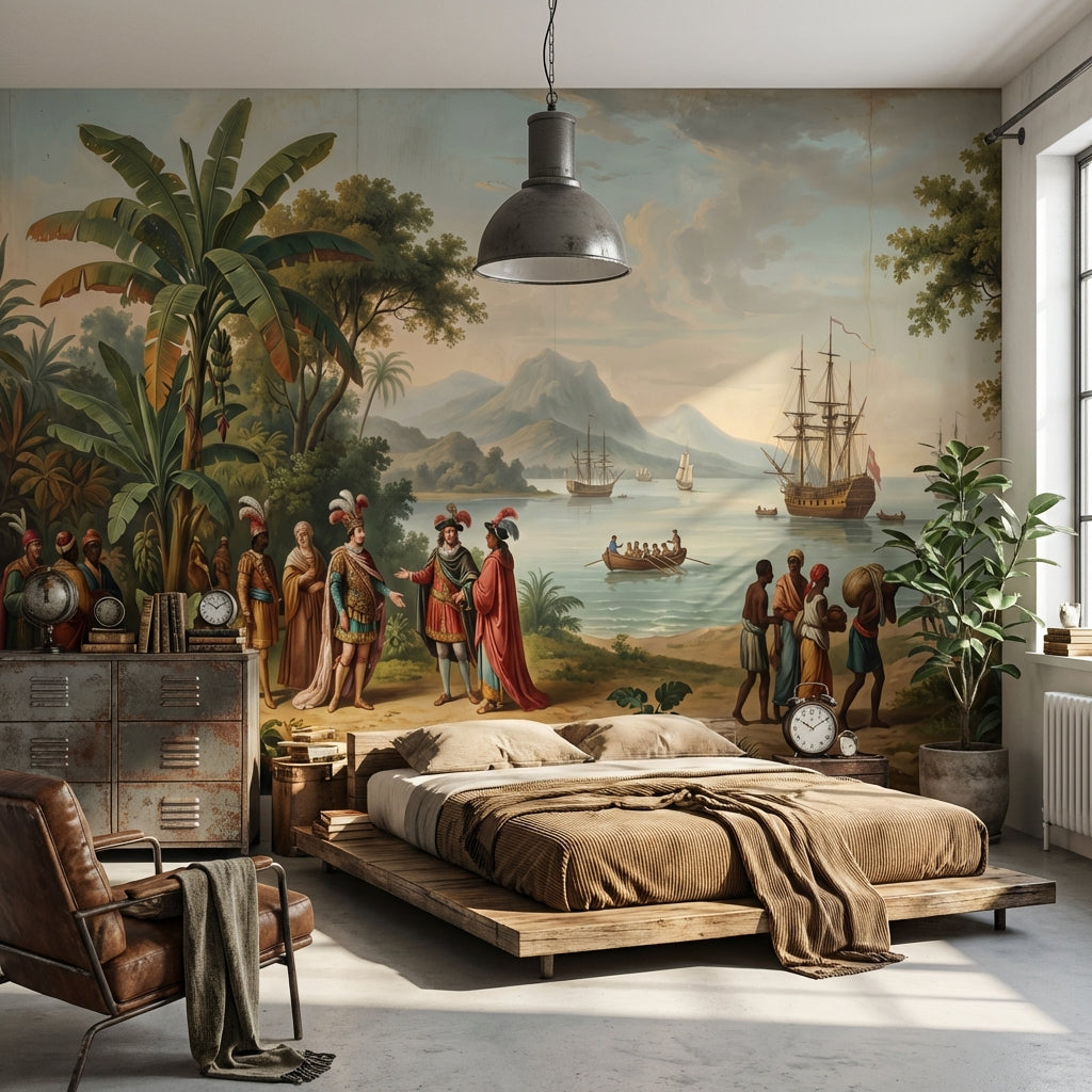 Historical Coastal Wallpaper Exploration Ships Wall Mural
