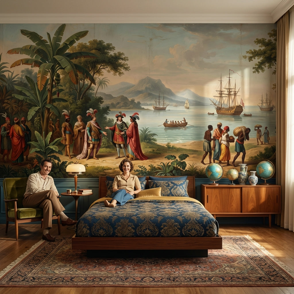 Historical Coastal Wallpaper Exploration Ships Wall Mural