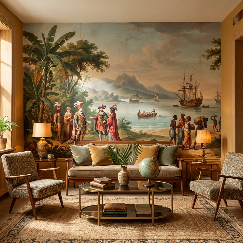 Historical Coastal Wallpaper Exploration Ships Wall Mural