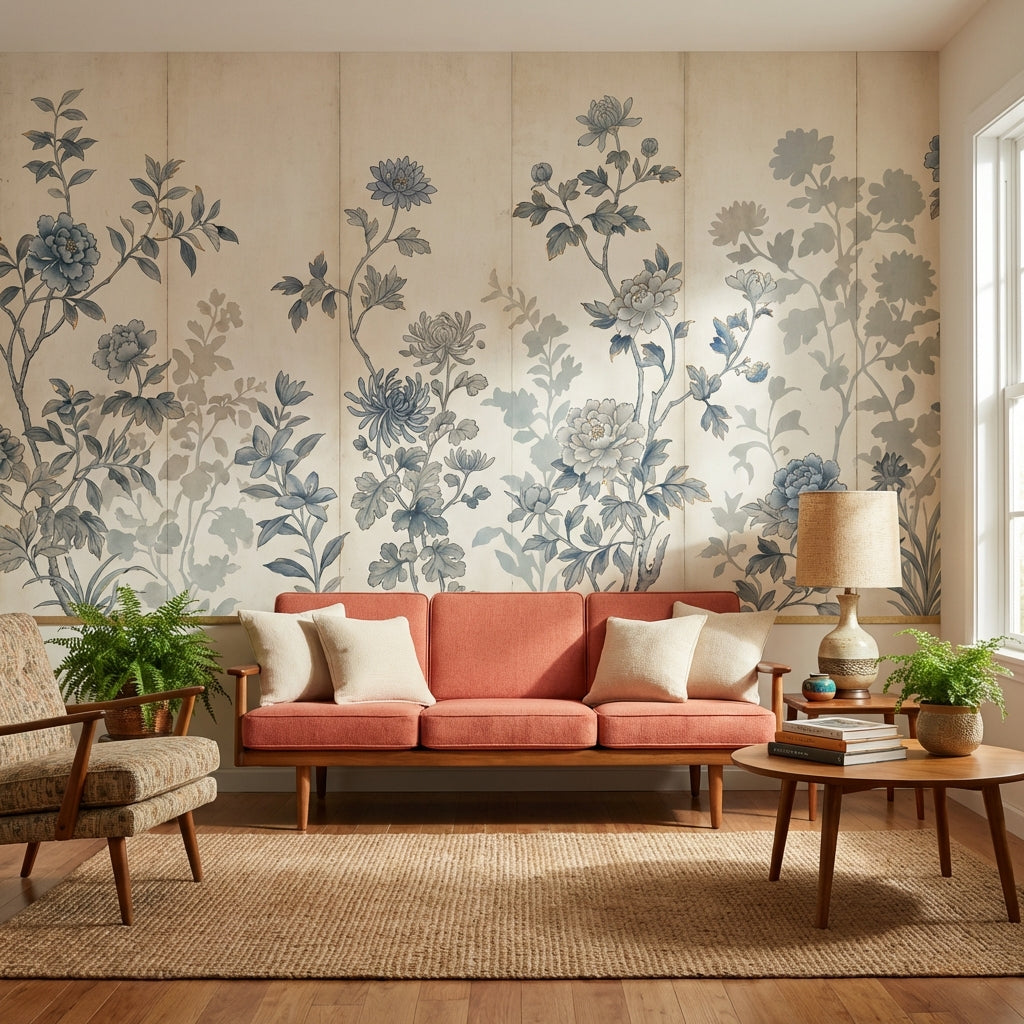 Vintage Floral Wallpaper Traditional Classic Wall Mural