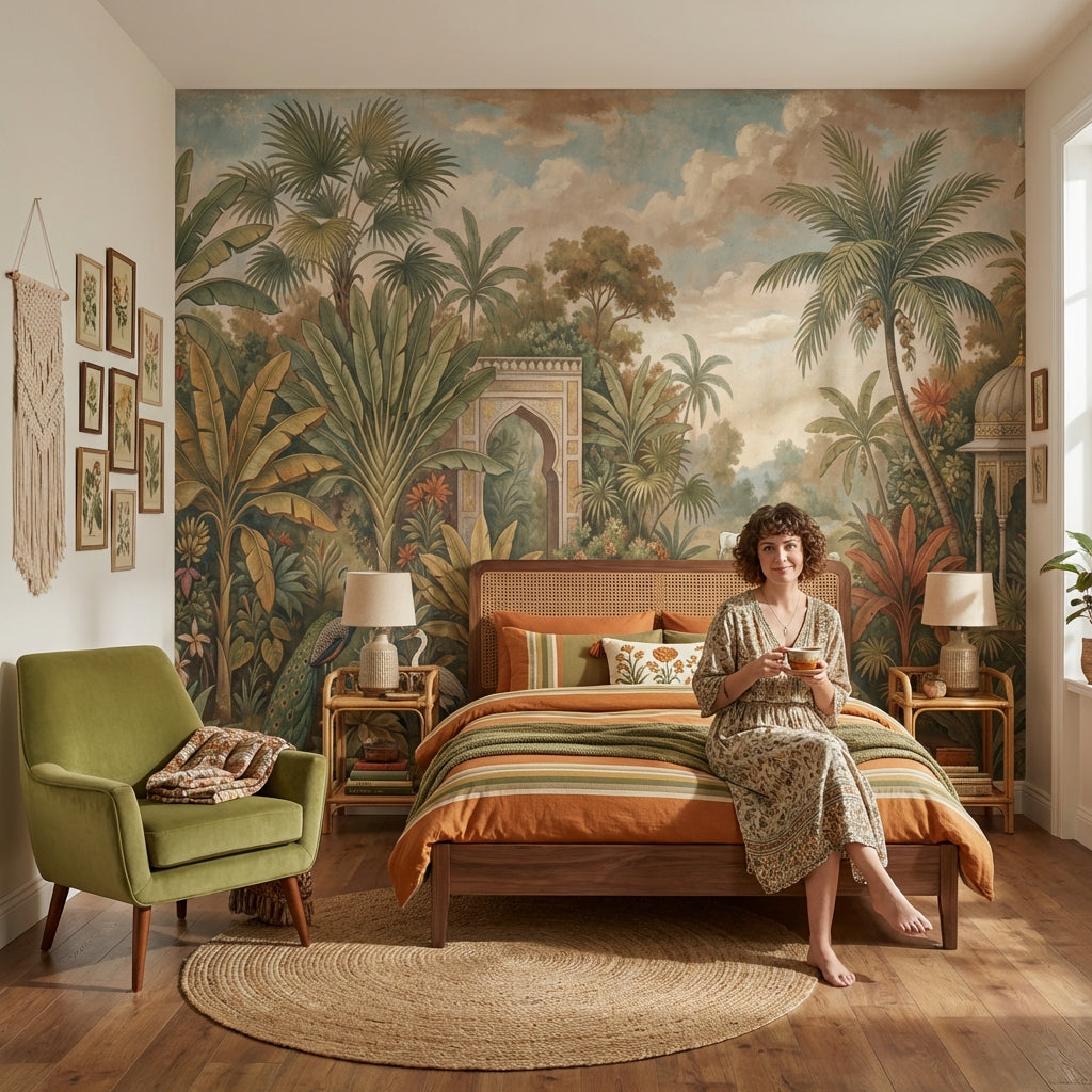 Tropical Landscape Wallpaper Exotic Peacocks Wall Mural