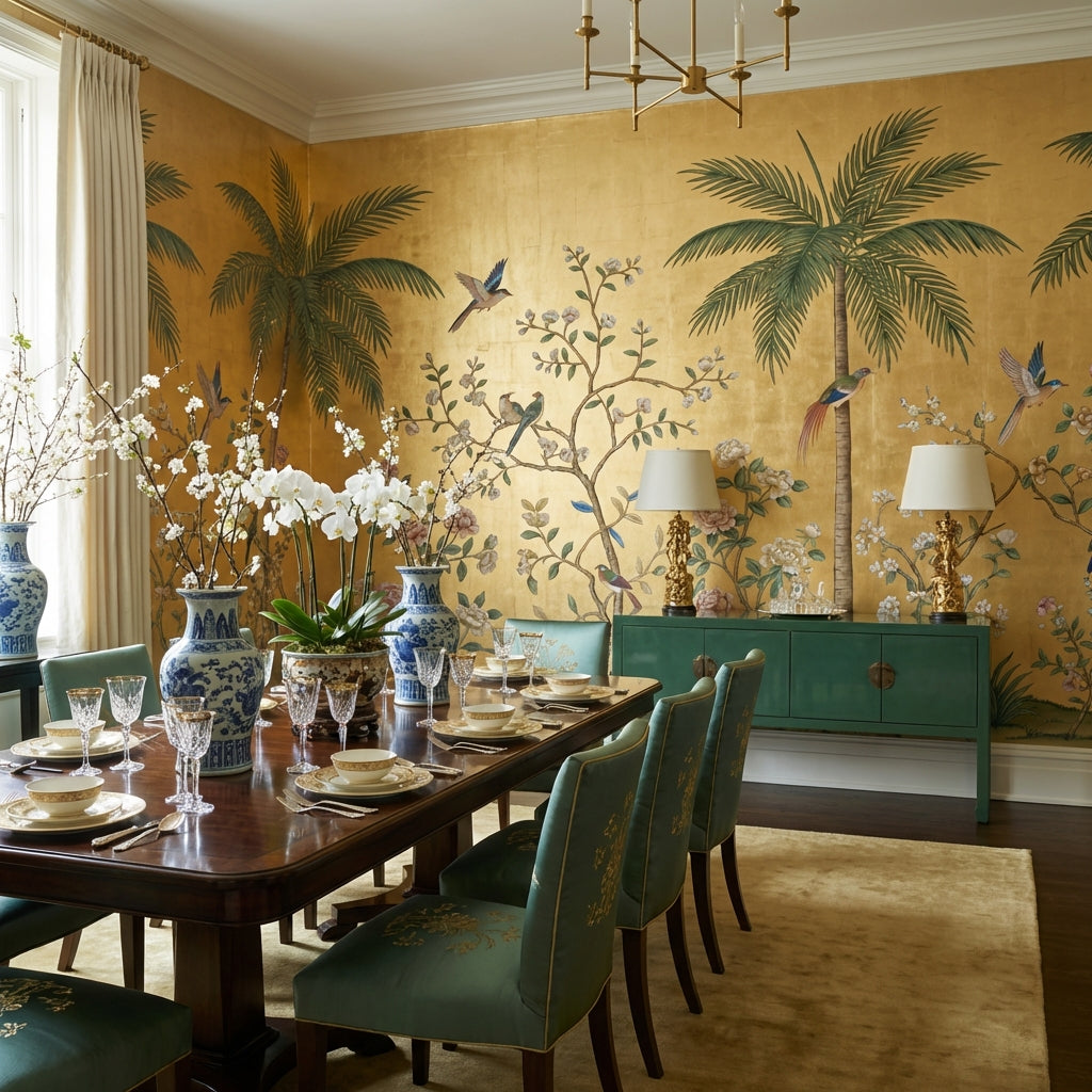 Tropical Birds Wallpaper Chinoiserie Palm Wall Mural