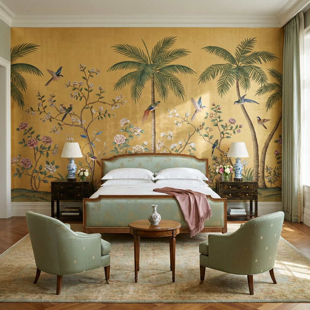 Tropical Birds Wallpaper Chinoiserie Palm Wall Mural