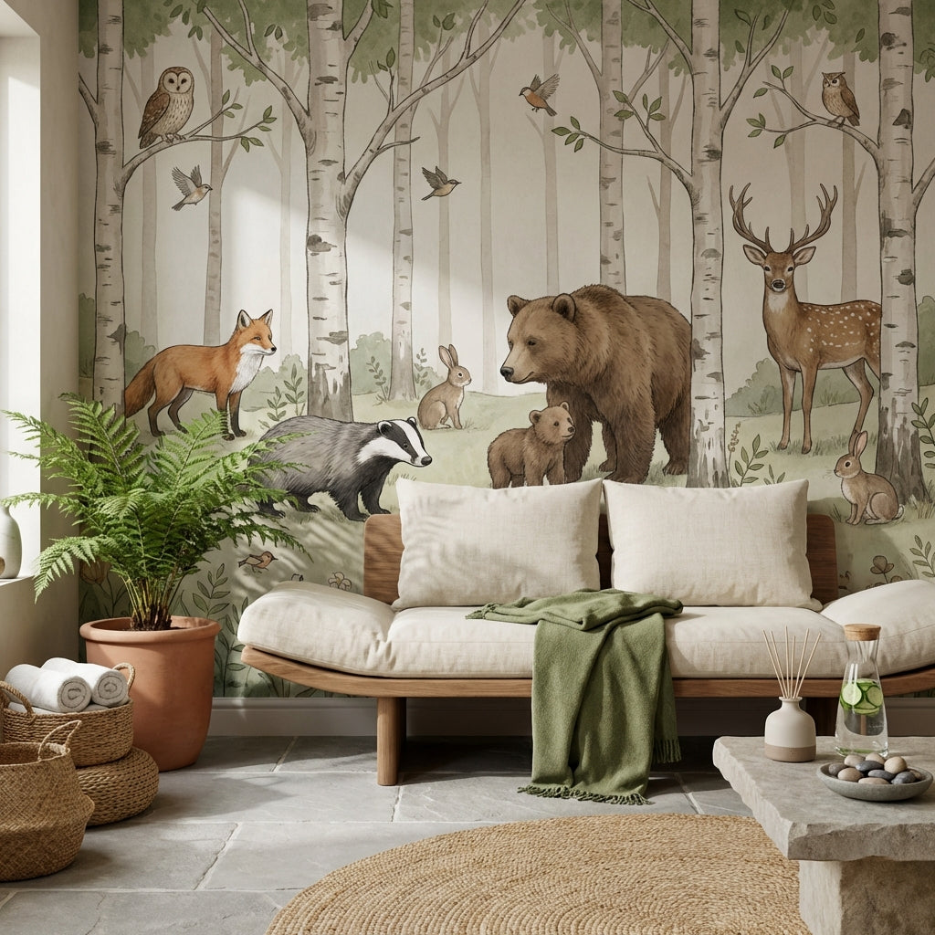 Whimsical Forest Wallpaper Nature Animal Wall Mural